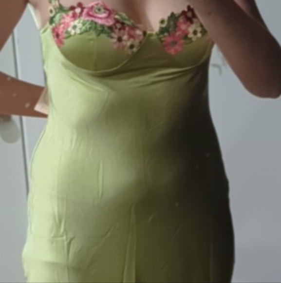 Slip Dress w/ Floral Embroidery - Picture 4 of 4